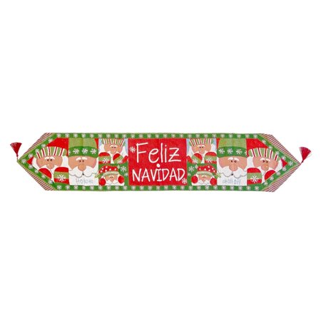 

HEVIRGO Christmas Tablecloth Christmas Theme Table Cover Tassel Design Vivid Bright Color Exquisite Santa Claus Table Runners for Party