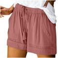 thumbnail image 4 of Shorts for Women 2026 Summer Elastic High Waist Drawstring Relaxed Fit Casual Shorts with Pockets, 4 of 6