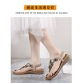 thumbnail image 5 of Sandalias planas de talla grande para vacaciones en la playa, cómodas, con punta redonda, estilo bohemio, con pedrería - 2024, la última moda europea y americana 37, 5 of 5