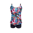 thumbnail image 5 of DHFJKG High Waisted Tankini Sets For Women 2 Piece Swimsuits Floral Tropical Print Swim Tank Top With Shorts Bottom Tummy Control Holiday Beachwear, 5 of 6