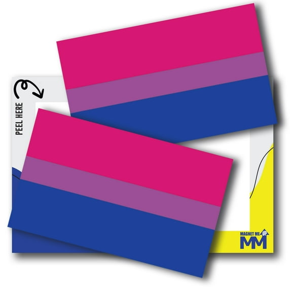 Magnet Me Up Bisexual Pride Flag Adhesive Decal Sticker - 3x5", 2 Pk, USA Made