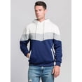 thumbnail image 4 of Sudadera con capucha de forro polar para hombre, estilo informal, con cordón ajustable en color contrastante y bolsillo tipo canguro., 4 of 5