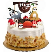 Toyvian Sloth Cake Topper Set Creative Cute Decor Cake Insert Card for Birthday Party Festival - 4pcs