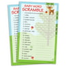 Woodland Animals Word Scramble Baby Shower Game Cards, 20 Count