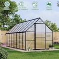 thumbnail image 2 of Homhougo 8'x16' Aluminum-Framed Polycarbonate Greenhouse, Heavy Duty Polycarbonate Greenhouse with Quick Setup Structure and Roof Vent, Large Enhanced Aluminum Green House Kit for Outdoors, 2 of 9