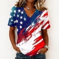 thumbnail image 2 of Dweltoz 250th Anniversary Tshirts for Women 4th Of July Patriotic Tops V Neck Short-Sleeved American Falg Print 250th Birthday Tee,White XL, 2 of 5