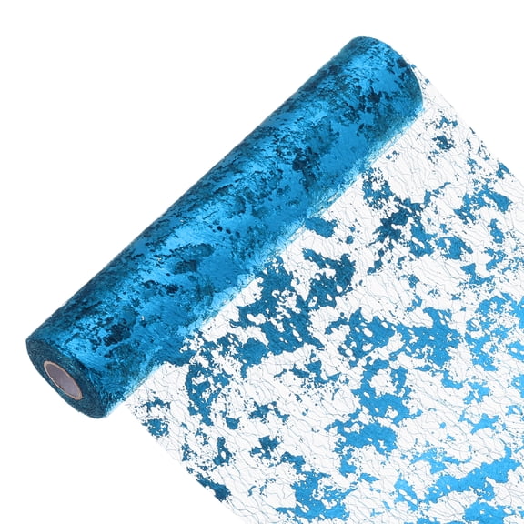 Uxcell 49 Feet Table Runner, Sequin Gold Foil Thin Mesh Metallic Table Runner Roll Table Decorations for Event Party, Birthday Party, Weddings, Christmas, New Year, Lake Blue