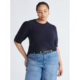 thumbnail image 2 of Free Assembly Women’s and Women's Plus Textured Sweater Tee with Puff Sleeves, Lightweight, Sizes XS-4X, 2 of 6