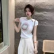 thumbnail image 4 of Elegante camiseta bordada de estilo chino para mujer, top corto adelgazante de manga corta, moda de verano, estilo dulce y picante, 4 of 4