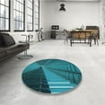 thumbnail image 4 of Ahgly Company Machine Washable Indoor Square Transitional Dark Turquoise Green Area Rugs, 3' Square, 4 of 7