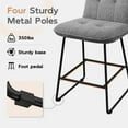 thumbnail image 3 of Solfway Counter Height Bar Stools Set of 2, 26 inch Gray Velvet Fabric Bar Stools with Back, Modern Bar Chairs for Kitchen Island with Metal Legs and Footrest, 3 of 9