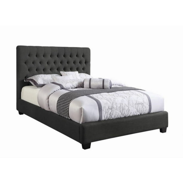 Upholstered Bed, California King Bed, Charcoal/Black