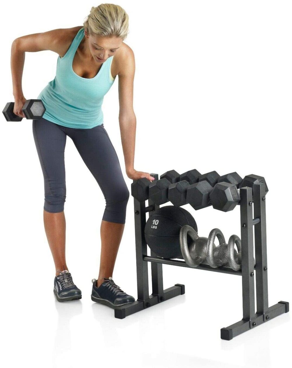 Two Tier Utility Weight Dumbbell Kettlebell Storage Rack WDBRK20 New Walmart