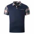 thumbnail image 3 of QATAINLAV Men's Casual Polos Shirts 2025 Summer Quick Dry Golf Tennis Shirt Fashion Plaid Block Short Sleeve Blouse Muscle Fit Workout Tops Navy M Prime Sales Clearance, 3 of 8