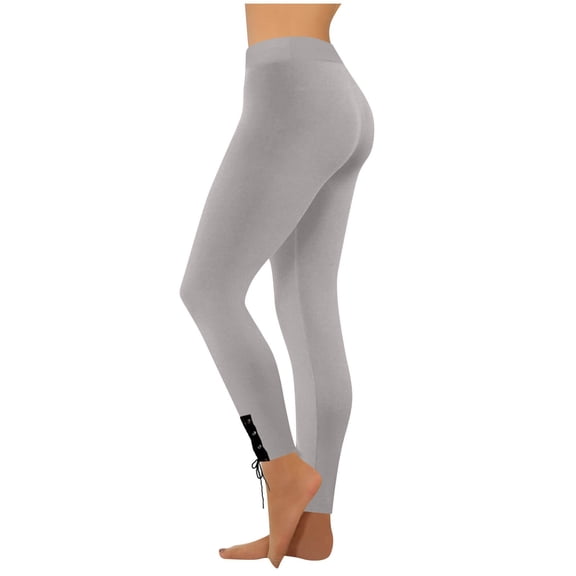 Hurxie Leggings High Waisted Leggings for Women Buttery Smooth Soft Women's Solid Yoga Gray S