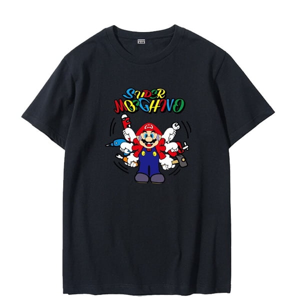 Camiseta con estampado de Super Mario Bros para adultos, ropa informal, talla para adultos, vestido de verano para padres e hijos, camisetas sólidas, lindas y divertidas adt nuevas zhangmengya LED