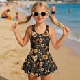 thumbnail image 3 of DISNIMO Girl Swimsuit Rooster Sunflower Print One Piece Swimwear Skirted Kids Sleeveless Bathing Suit Quick Dry Swim Dress U Neck Comfortable Swimdress, 3 of 8