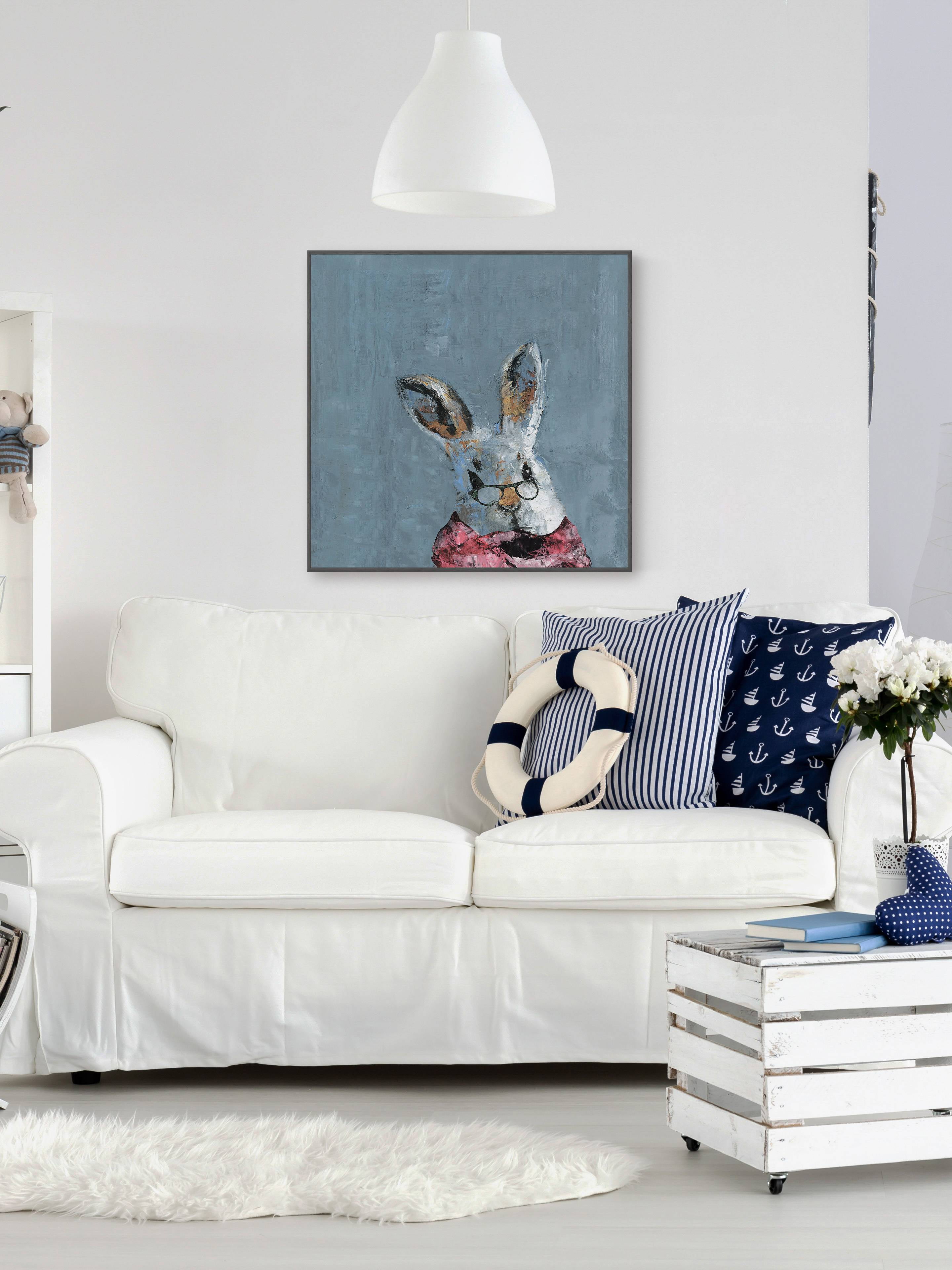 Granny Bunny Floater Framed Painting Print on Canvas