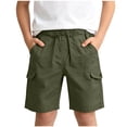 thumbnail image 2 of Tdoqot Boys Cotton Cargo Shorts- Elastic Waist Casual Summer Baggy Kids Camping Shorts Green Size 14, 2 of 9