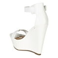 thumbnail image 3 of Breckelles CB04 Women Leatherette Single Band Ankle Strap Platform Wedge Sandal, 3 of 6