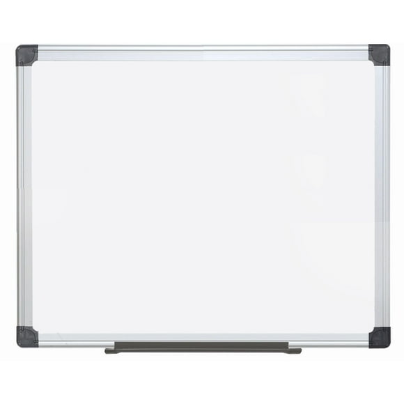 MasterVision Maya Series Double Sided Melamine Dry Erase White Board with Snap-On Marker Tray, 36" x 48", Aluminum Frame