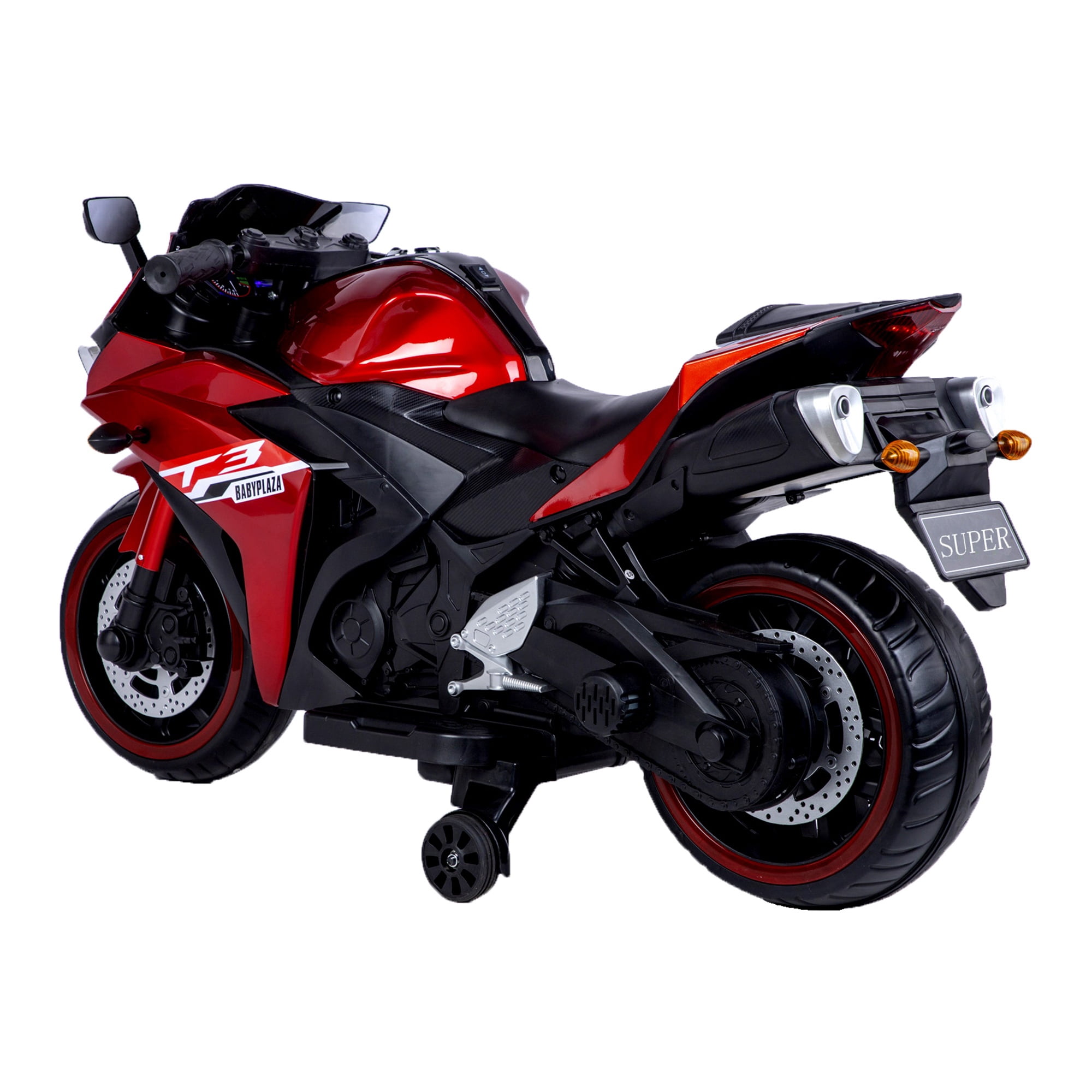 Kids Motorcycle For  3-8, 12V Battery Powered Bike Electric Motorbike, Ride on Toys Training Wheels/manual throttle/ drive by hand /Lighting wheels