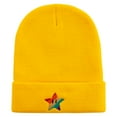 thumbnail image 5 of Mario Rainbow Star Embroidered 12 Inch Long Knitted Beanie - Yellow OSFM, 5 of 5