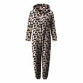 thumbnail image 4 of Women Zip-up Hoodie Plush Fleece Long Sleeve Pajama One Piece Bodysuits Outfits Sleepwear Hooded Jumpsuit for Women Girl, 4 of 6