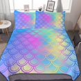 thumbnail image 1 of HAHDAXIA Mermaid Print Bedding Solid Comforter Set for All Seasons,3 Pieces(1 Comforter+2 Pillowcases),Soft Microfiber Bedding Set Queen(90"x90"), 1 of 7