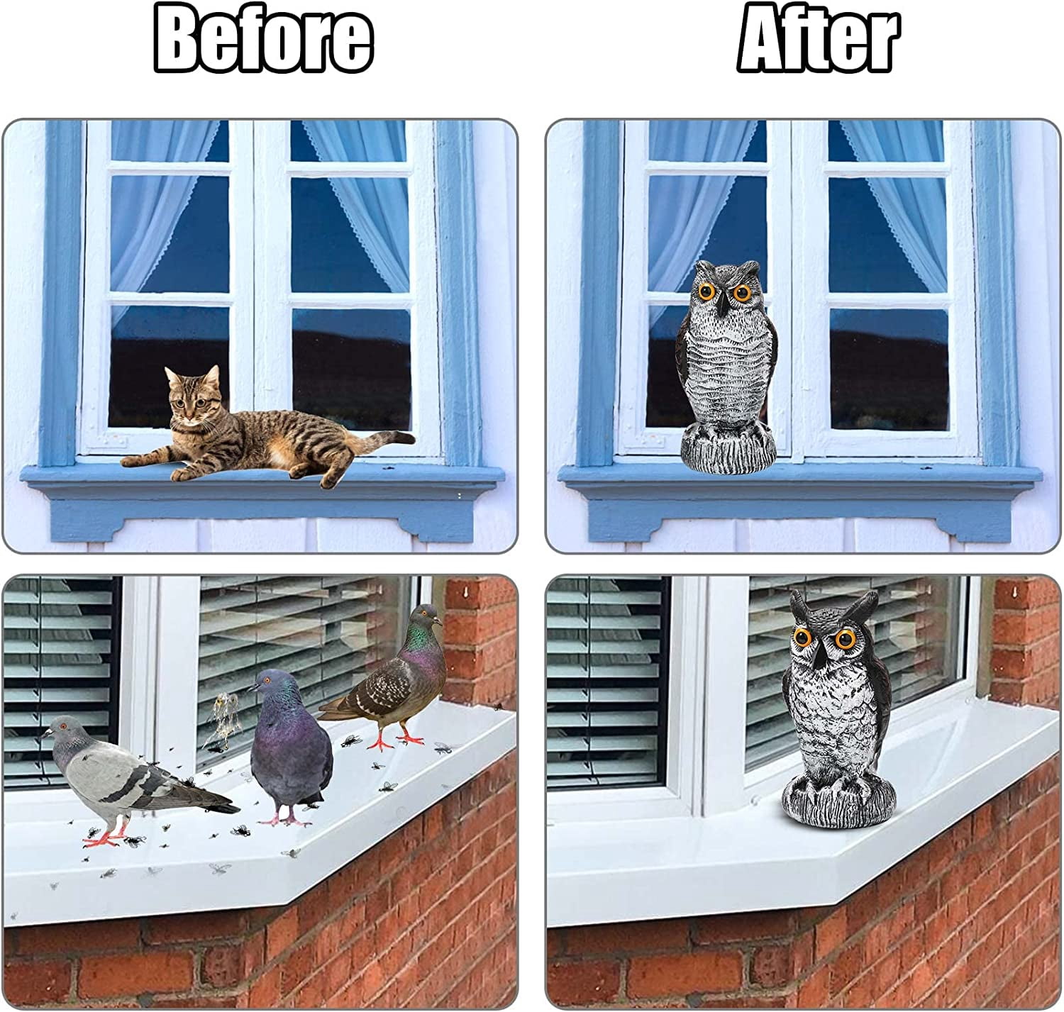 JYPS 3 Pack Fairy Garden Accessories, Fairy Garden Kit, Figurines Fairy Garden Supplies Owl Decoy to Scare Birds Away, Fake Owl Scarecrows, Pigeon Deterrent, Plastic Owl Statue for Outdoor Garden Yard