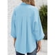 thumbnail image 4 of Camisa con botones para mujer, cuello en V, color puro, manga tres cuartos, camisa con cuello en V y botones para mujer, 4 of 6