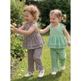 thumbnail image 6 of Loicainy Baby Toddler Girls 2 Piece Outfits 6 12 18 24 Months 2T 3T 4T 5T Plaid Sleeveless Round Neck Ruffled Tops and Pants Kids Clothes Set, 6 of 9