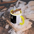 thumbnail image 5 of Yellow Butterfly Getting Nectar From Purple Flowers., 11oz Two-Tone Yellow Mug, 5 of 7