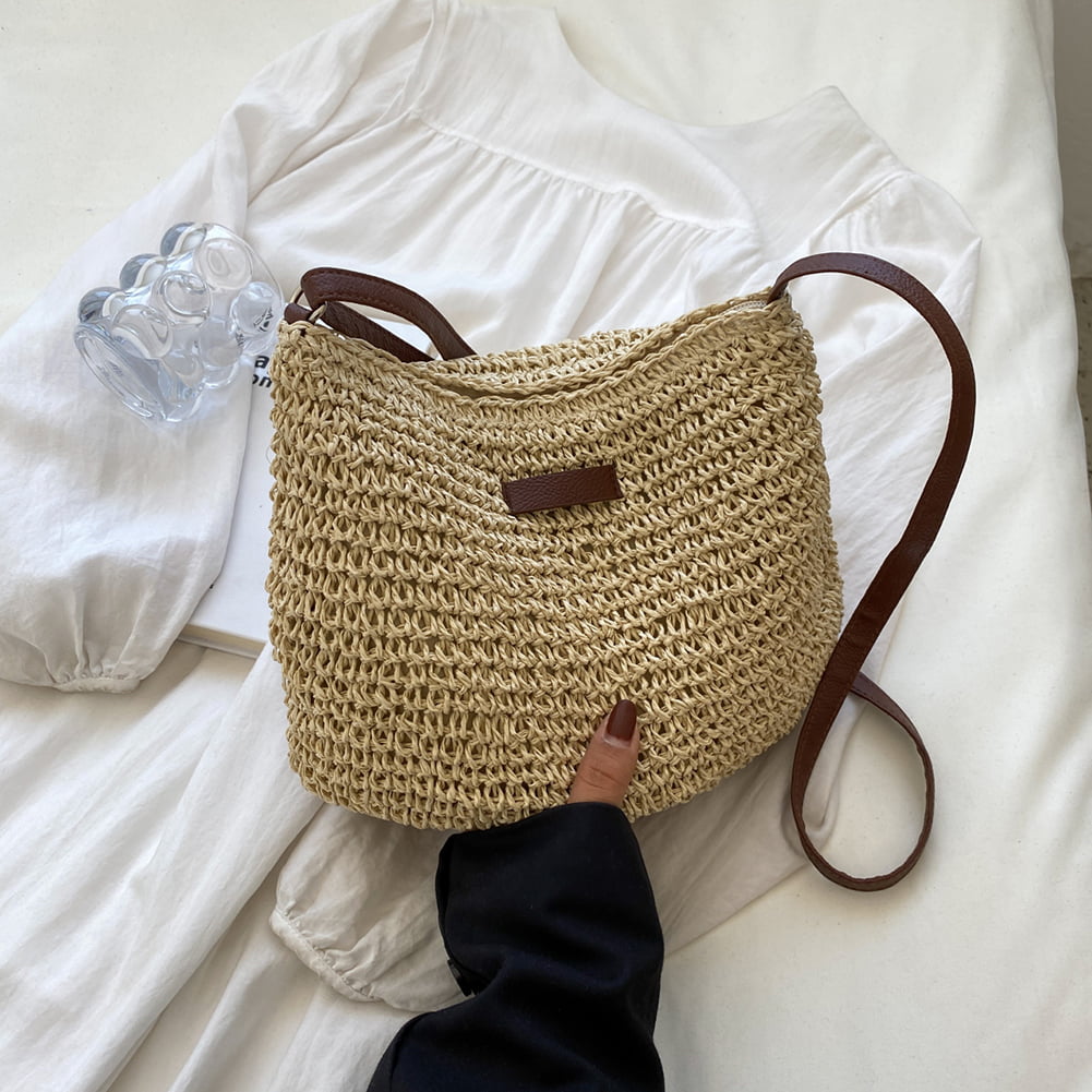 Yomietar Womens Small Round Straw Crossbody Bag Beach Shoulder Bag Handbag  Purse for Summer