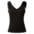 thumbnail image 4 of JIAYUE Women's Tank Tops Solid Color Basic V Neck Sleeveless With Tie Strap Casual Comfortable Stretch Fit For Everyday Wear Vacation Cozy Female Camisole, 4 of 5
