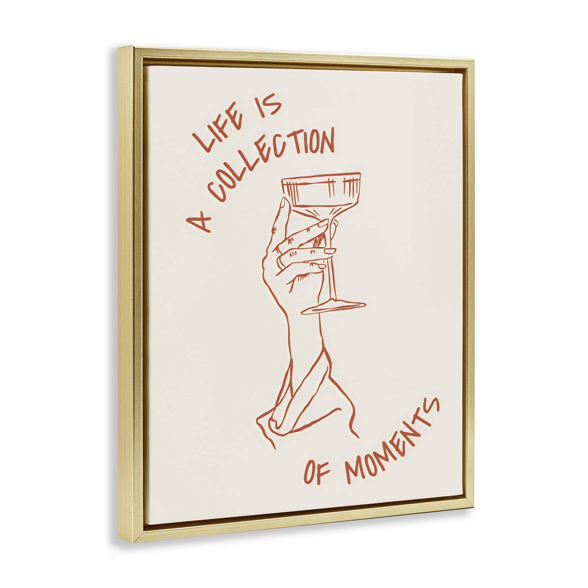 Stupell Industries Life Is A Collection of Moments Toast Gold Framed Floater Canvas Wall Art, design by The Prints Vibe