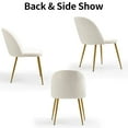 thumbnail image 5 of Newnno Velvet Modern Dining Chairs Set of 4, Upholstered Armless Accent Side Chair with Metal Legs for Kitchen Dining Room, Beige, 5 of 5