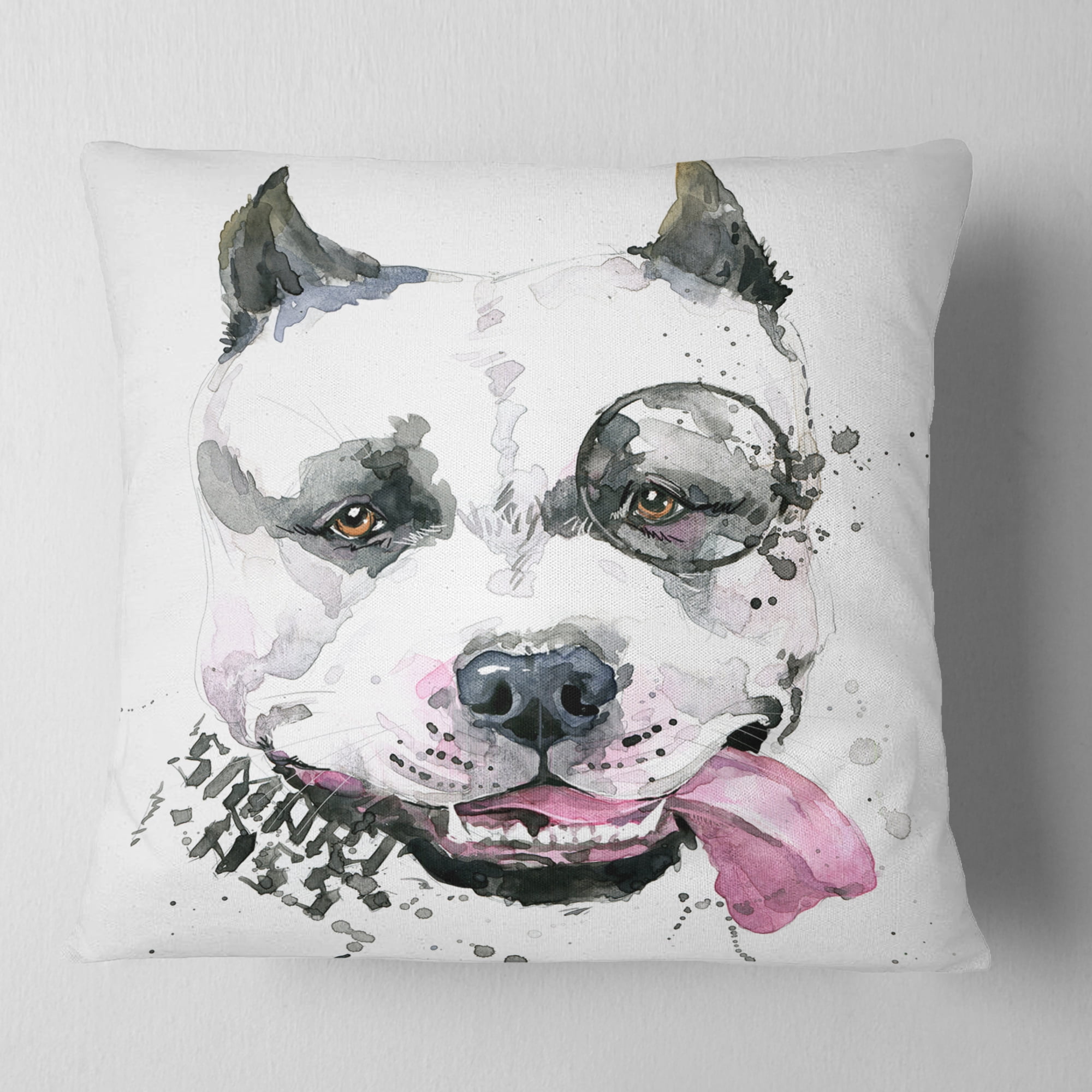 Designart Funny Dog with Single Lens - Contemporary Animal Throw Pillow - 18x18
