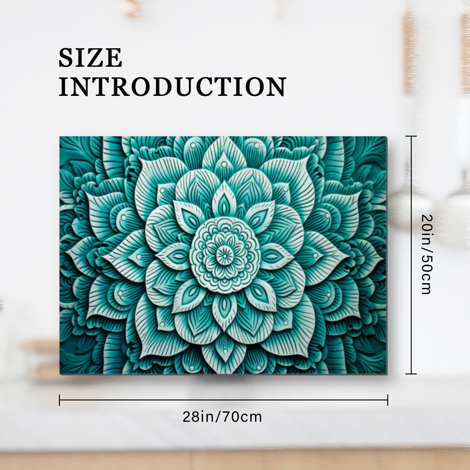 Square Stove Top Covers, Abstract Teal Flower Mandala Non-slip Heat Resistant Glass Induction Cooktop Protector Mat, Foldable Durable Pad for Kitchen RV (28×20 Inch)