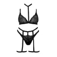 thumbnail image 4 of Gibobby Ropa sexy de mujer para sexo Conjunto de lencería sexy de encaje suave para mujer, ropa interior transparente con aros de encaje floral(Negro, XG), 4 of 5