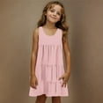 thumbnail image 5 of ZACPNCV Girls Summer Casual Loose Tank Swing Midi Cute Shift Dress Pink 11-12 Years, 5 of 9