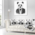 thumbnail image 3 of Designart Funny Hipster Panda Black White - Animal Throw Pillow - 18x18, 3 of 5