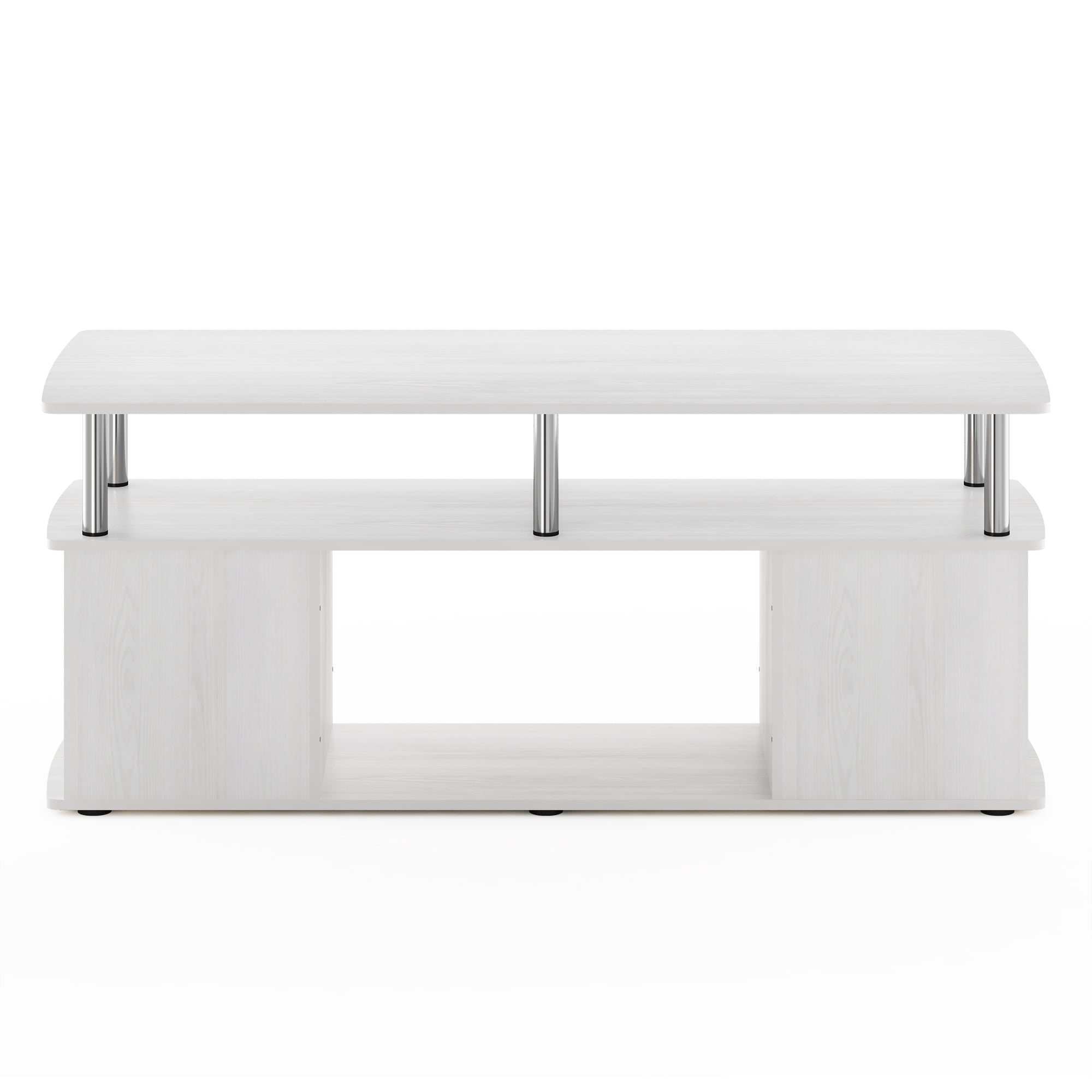 Furinno JAYA Utility Design Coffee Table, White Oak, Stainless Steel Tubes