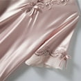 thumbnail image 3 of Defitshape Women's Lace Sleeping Night Shirts Summer Sleepwear Short Pajama Sleep Shirt Silk Nightgown Satin Night Gown Dresses Soft Lace Short Sleeve V Neck Nightshirt Pink Medium, 3 of 5