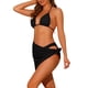 thumbnail image 4 of Conjuntos de bikini de 3 piezas para mujer, con escote halter, trajes de baño de malla con pareo y falda de playa, traje de baño grande en negro, 4 of 5
