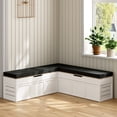 thumbnail image 2 of Advwin L-Shaped Corner Storage Bench with Cushion, Backless Wood Bench with Hidden Storage for Kitchen, Dining Nook, Entryway & Mudroom, Black, 2 of 11