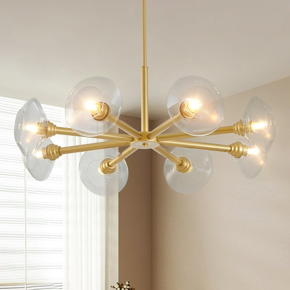 8-Light Gold Ceiling Pendant Light Fixture for Dining Room Living Room and Kitchen E26 Base Bulbs Not Included