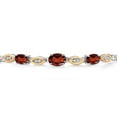 thumbnail image 3 of Gem Stone King 925 Silver and 10K Yellow Gold Red Garnet and Lab Grown Diamond Bracelet for Women | 2.07 Cttw | Gemstone January Birthstone | Oval 7X5MM | Fully Adjustable 9", 3 of 5