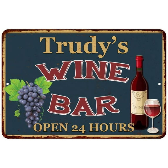 Trudy's Green Wine Bar Wall Decor Kitchen Gift 8x12 Metal 108120043312