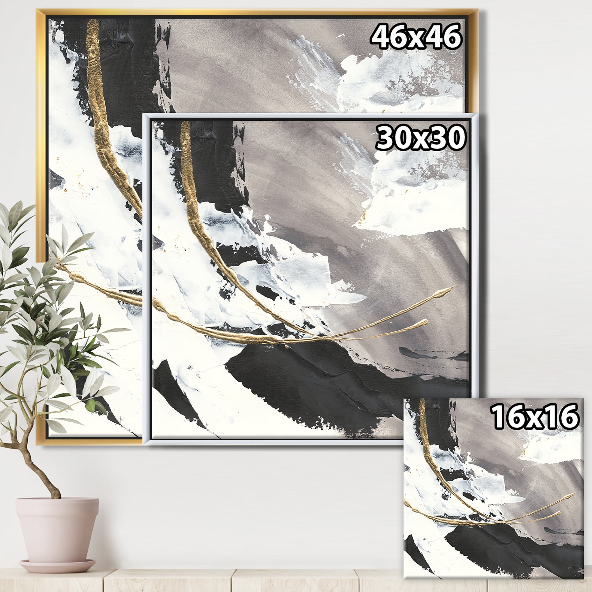 Designart ' Glam Painted Arcs II ' Transitional Framed Canvas